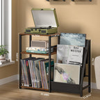 Lelelinky Record Player Stand With Vinyl Storage, 3 Tier Turntable Stand With Display Shelf Storage Up To 150 Albums,Brown End Table For Living Room