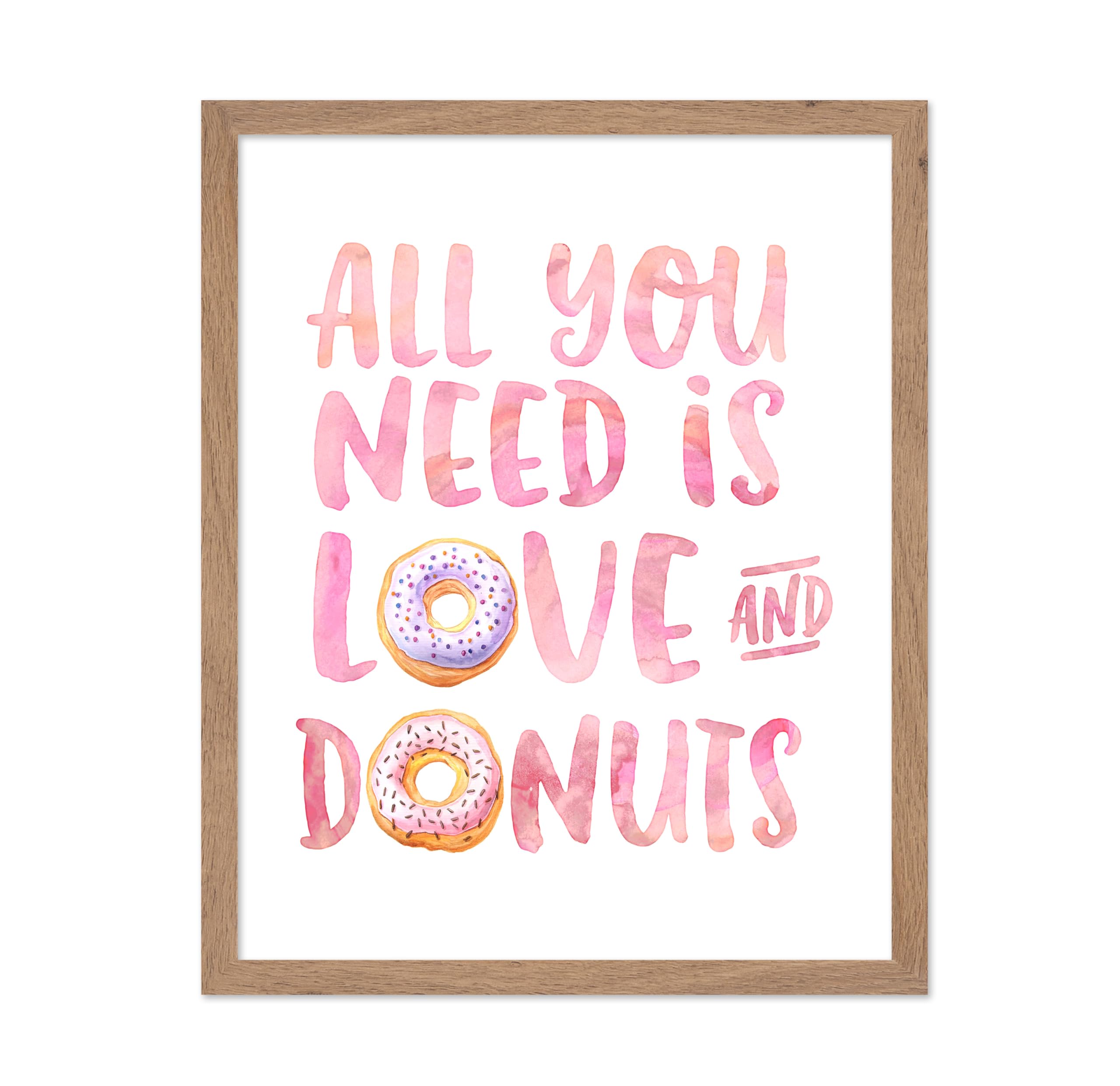 Poster Master Vintage Quotes Poster - Retro Funny Print - Gift for Foodie, Friend - All You Need is Love and Donuts, Watercolor,