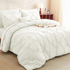 Cozylux Ivory Comforter King Size 7 Pieces Bed In A Bag Ivory Pintuck Comforters Pinch Pleat Bedding Sets With All Season Comfor