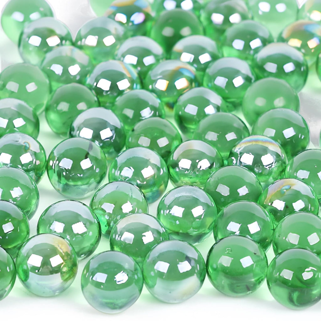 DomeStar 1LB Glass Marbles Bulk, Round Glass Marbles 0.63 Inch Vase Fillers Green Glass Beads for Marble Runs Home Decor