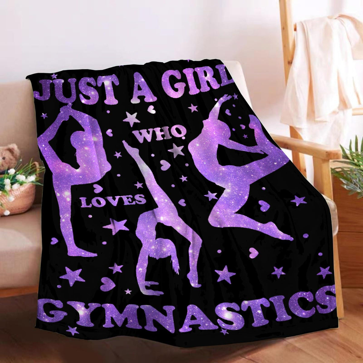 Artblanket Just A Girl Who Loves Gymnastics Blanket For Fall Winter Spring All Season Warm Fuzzy 50X40 In For Small Kids/Child M