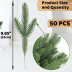 Hananona 50 Pcs Artificial Pine Branches Green Plants Pine Needles Diy Accessories For Garland Wreath Christmas And Home Garden