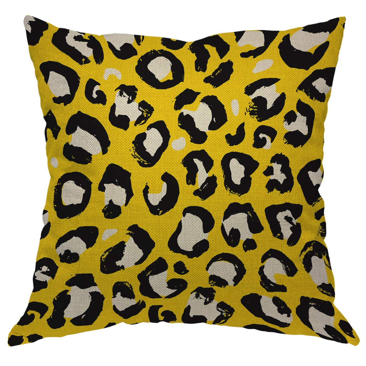 Beabes Throw Pillow Cover Yellow Black Leopard Pattern Cheetah Jaguar Big Cat Animal Skin Texture Wild Square Pillow Case Cushio