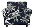Searchi Stretch Sofa Cover Printed Couch Covers, Floral Pattern 2 Piece Armchair Slipcover With Separate Chair Cushion Cover, Washable Furniture Protector For Living Room(Chair, Navy Blue)