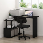 Furinno Moore L-Shape Computer Desk with 3-Tier Shelves, Americano