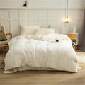 Cottonight White Velvet Comforter Set Queen Plush Fluffy Bedding Comforter Set Full Warm Cozy Super Soft Heavyweight Flannel Com