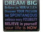 Artclub Follow Your Heart Create Peace Fall In Love Dream Big Believe In Yourself Life Is Now, Metal Tin Sign Vintage Plaque Hom