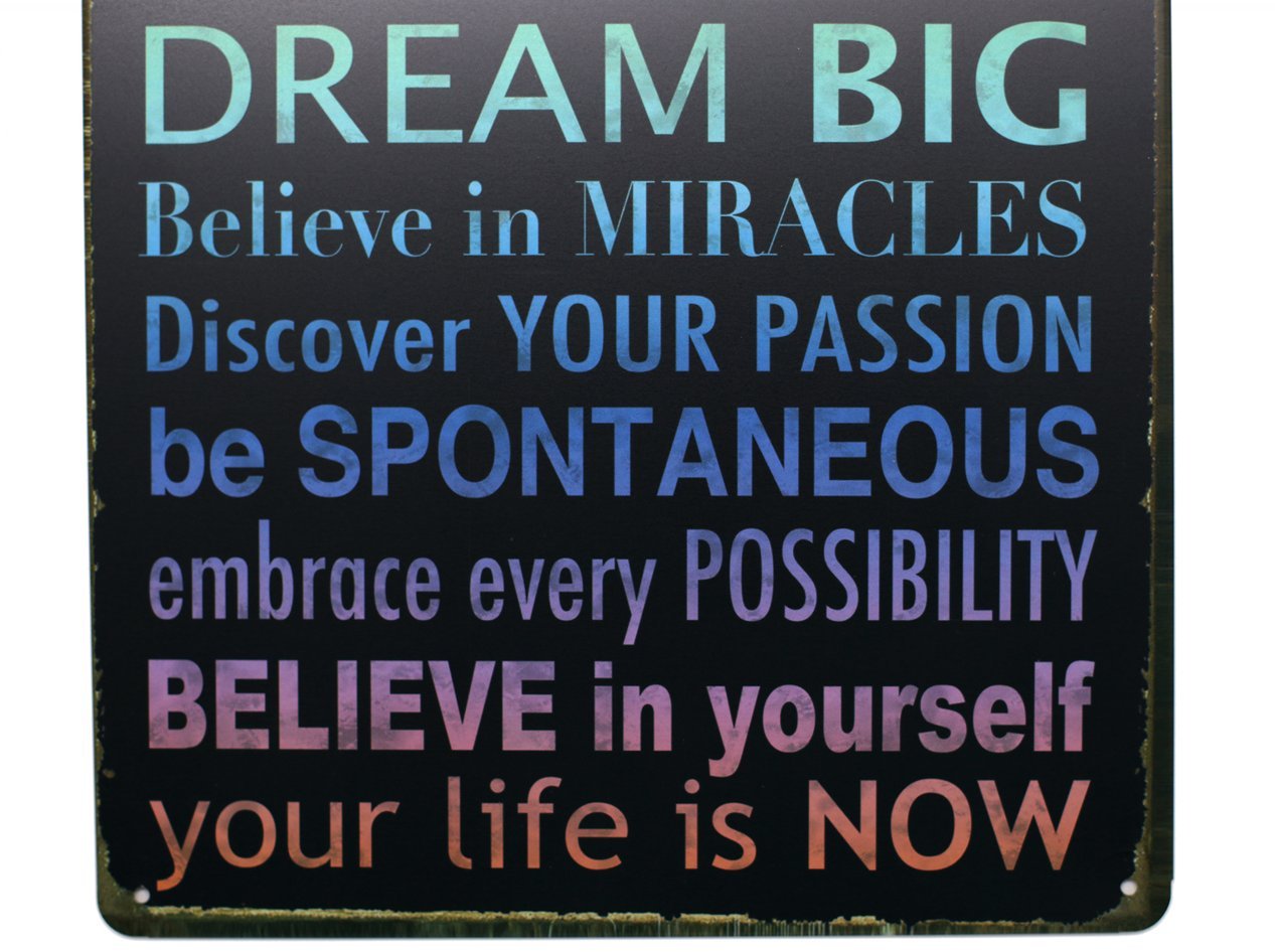 Artclub Follow Your Heart Create Peace Fall In Love Dream Big Believe In Yourself Life Is Now, Metal Tin Sign Vintage Plaque Hom