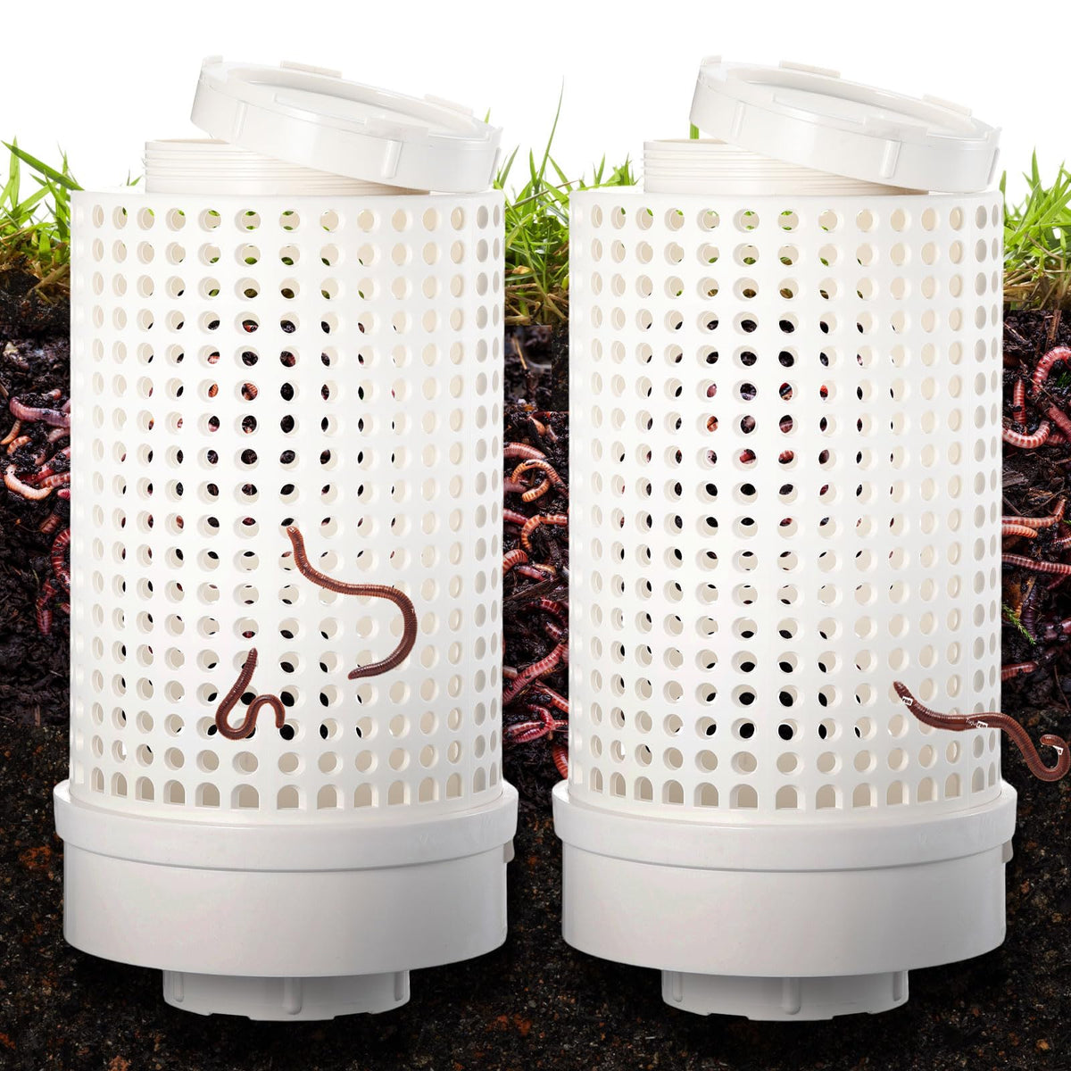Blosssound 2 Pcs Inground Worm Composter Outdoor Farm Compost Bin Reducing Food Waste Composting Systems Sustainable Worm Compos