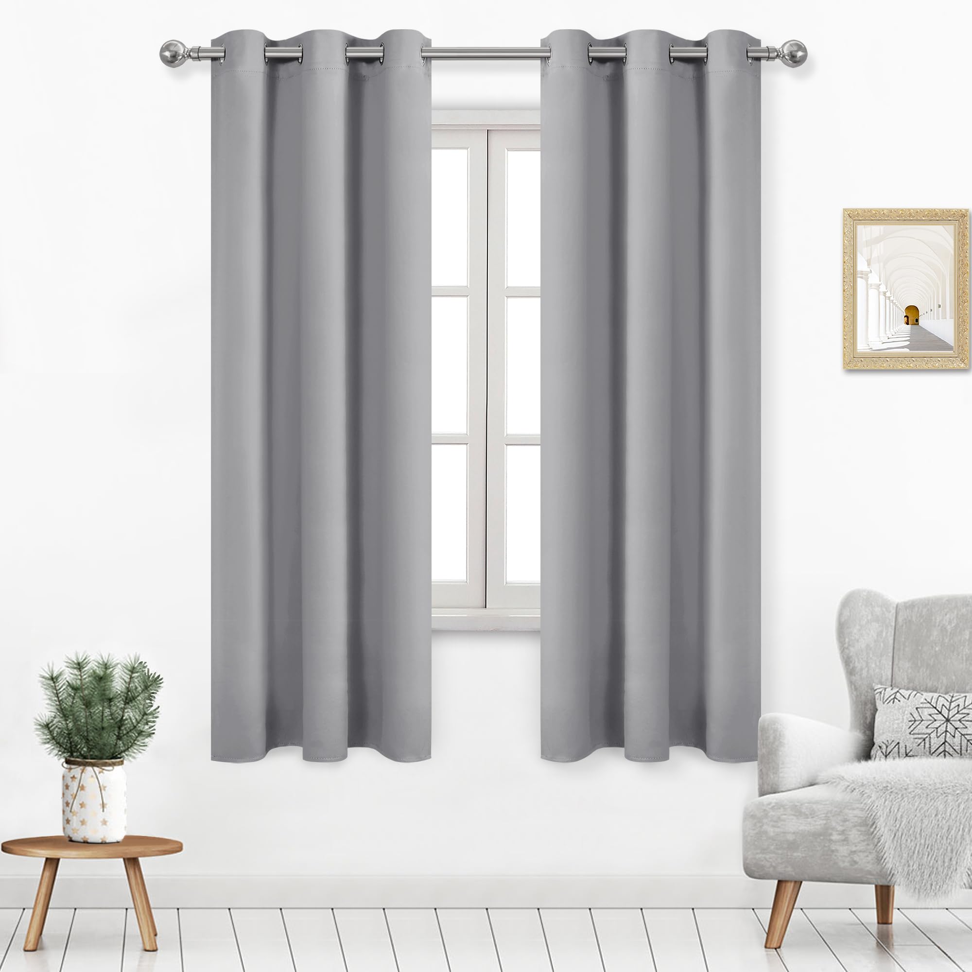Dwcn Blackout Curtains For Bedroom, Curtains 63 Inch Length 2 Panels, Room Darkening Curtains For Living Room, Grommet Thermal C