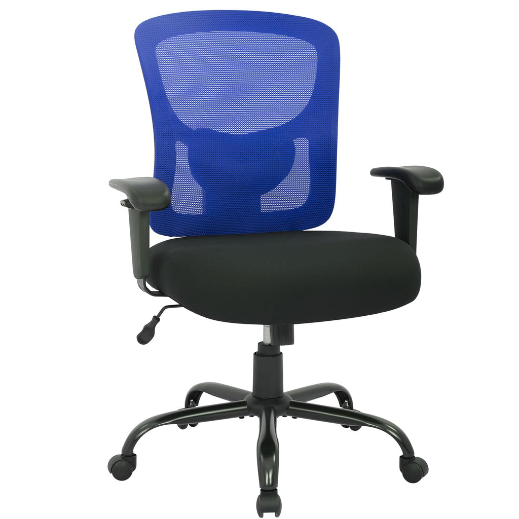 Bestoffice Big And Tall Office Chair 400Lbs Desk Chair Mesh Computer Chair With Lumbar Support Wide Seat Adjust Arms Rolling Swivel High Back Task Executive Ergonomic Chair For Home Office (Blue)