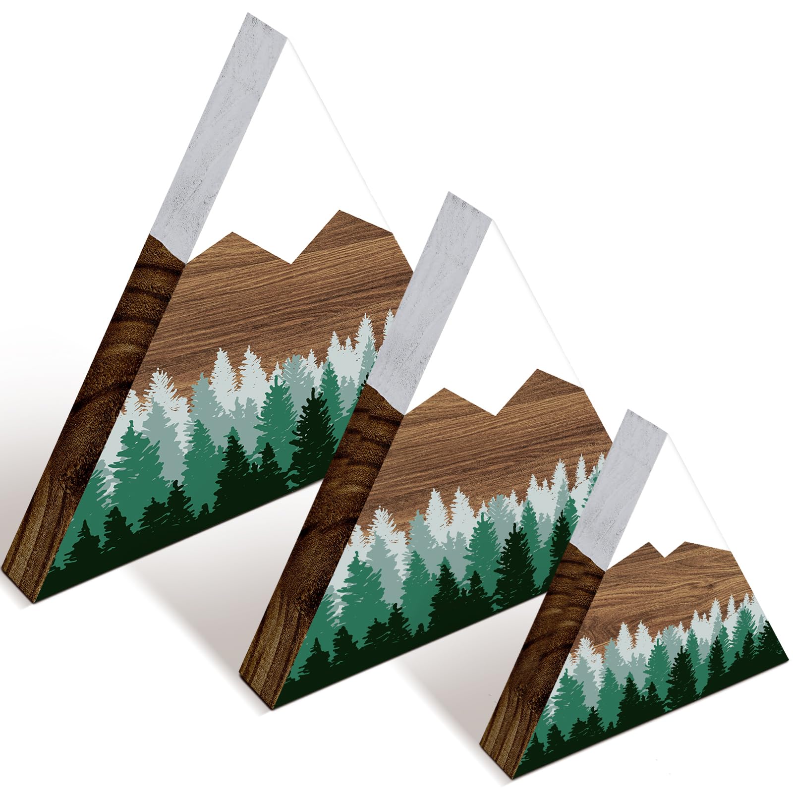 Maitys 3 Pcs 3 Size Mountain Shelf Decor Mountain Wooden Sign Farmhouse Wood Forest Sign Woodland Nursery Decor Travel Adventure