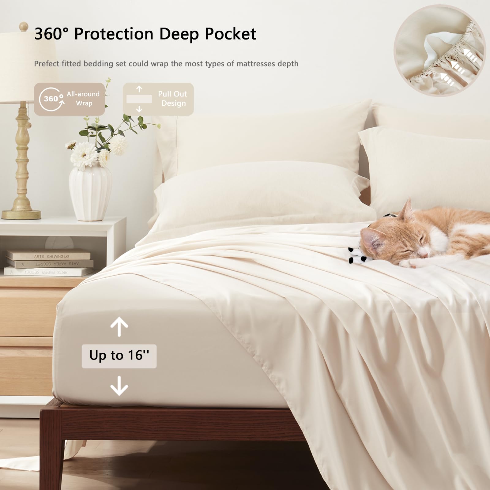 Unilibra King Comforter Set 7 Pieces Bed In A Bag - Beige King Soft Bedding Set For All Seasons - Cationic Dyeing Bed Comforter Sets With Comforter, Flat Sheet, Fitted Sheet, Pillowcases & Shams