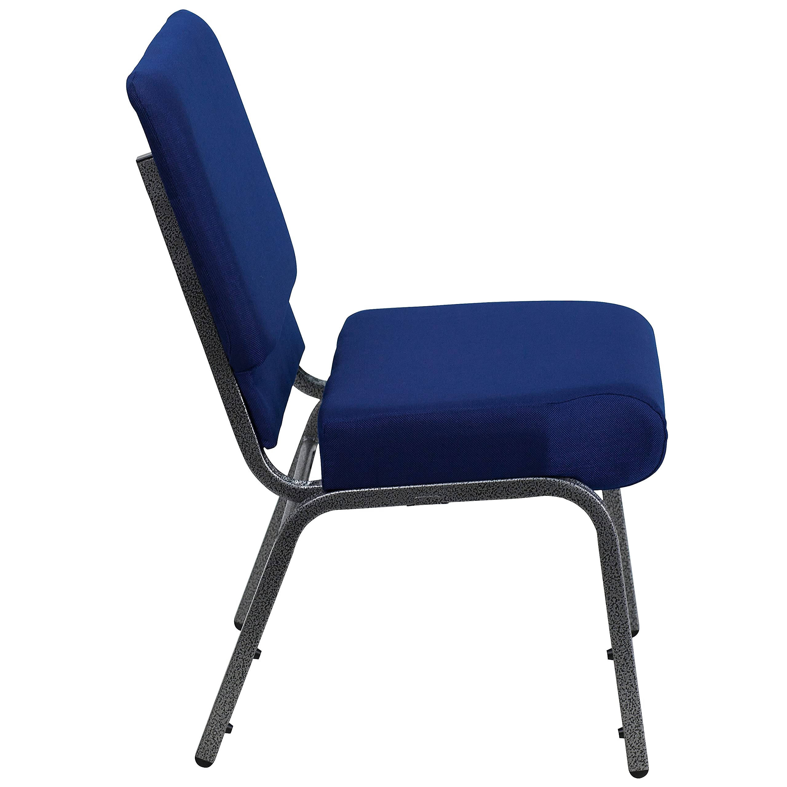 Flash Furniture 21 Inch Church Chair W/4 Seat Silver Vein Frame, Navy Blue