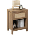 Sicotas Rattan Nightstand - Farmhouse Night Stand With Drawer And Storage Shelf - Boho Accent Table Bedside Table End Table Side Table For Bedroom