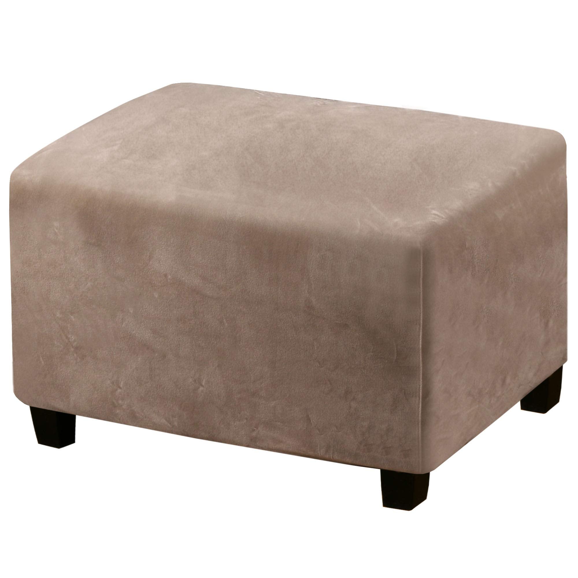 PrinceDeco Real Velvet Plush Ottoman Cover Soft Rectangle Folding Storage Covers Furniture Protector Removable Footstool Protect