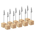 Patikil Place Card Holder, 10 Pack Memo Clip Holder Stand With Alligator Clasp Table Number Holders Wooden Base For Pictures Not