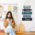 Bless The Food Before Us Sign Farmhouse Kitchen Wall Decor Rustic Dining Room Wall Art Dining Room Decorations Collage Art Woode