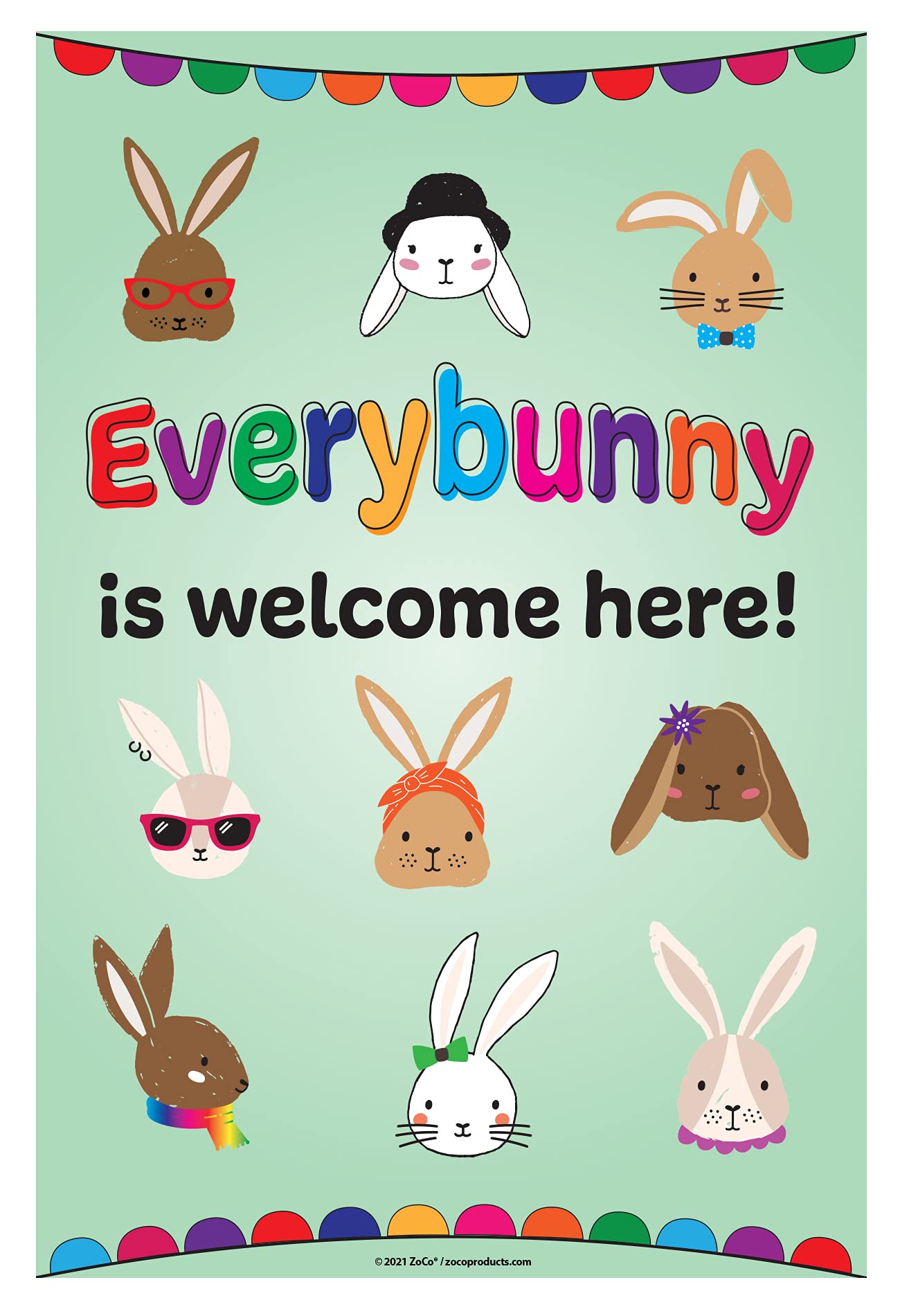 Zoco - Everyone Is Welcome Here Poster - Kindergarten Teacher Back To School Decor - Pre K, Preschool, Elementary Classroom Deco