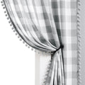Treatmentex Grey White Check Plaid Curtains 54Inch Pom Pom Buffalo Check Window Curtains For Small Windows Bedroom Farmhouse D