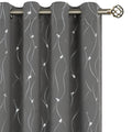 Bgment Blackout Curtains 45 Inches Long, Grommet Thermal Insulated Blackout Curtains With Wave Line And Dots Printed For Bedroom, 2 Panels, Each 52 X 45 Inch, Dark Grey