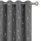 Bgment Blackout Curtains 45 Inches Long, Grommet Thermal Insulated Blackout Curtains With Wave Line And Dots Printed For Bedroom, 2 Panels, Each 52 X 45 Inch, Dark Grey