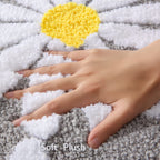 Qjhomo Toilet Rugs U Shaped, Gray Toilet Mat Cute Daisy Contour Bath Rug 20''X20'', Extra Thick Soft Machine Washable Toilet Car