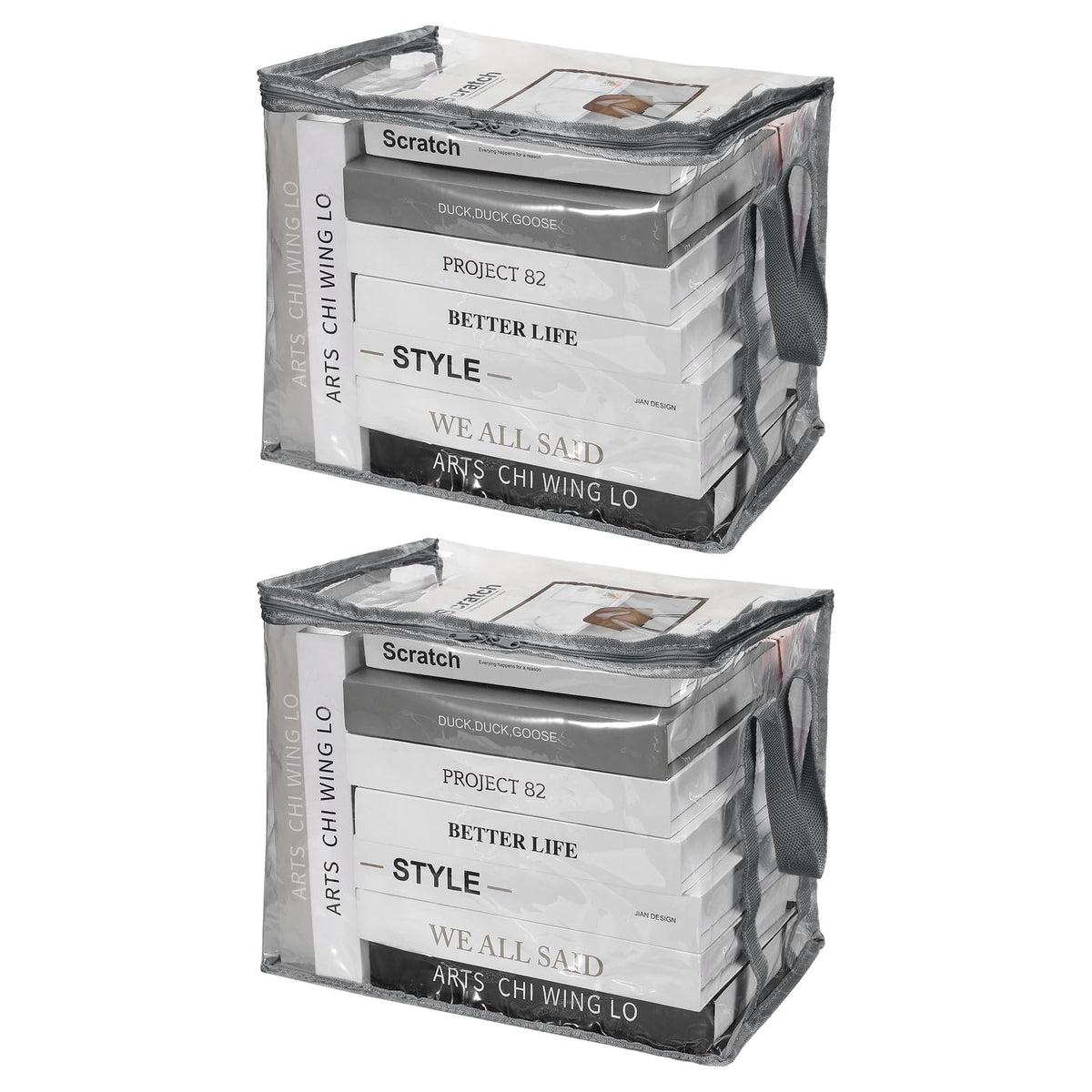 PATIKIL 9x10.6x9in Clear Storage Bags, 2PCS Plastic Storage Bags Clear Small Zippered Organizers Foldable Closet Bed Sheet Organ