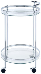 Coaster Home Furnishings Chrissy Round Glass Bar Cart Chrome