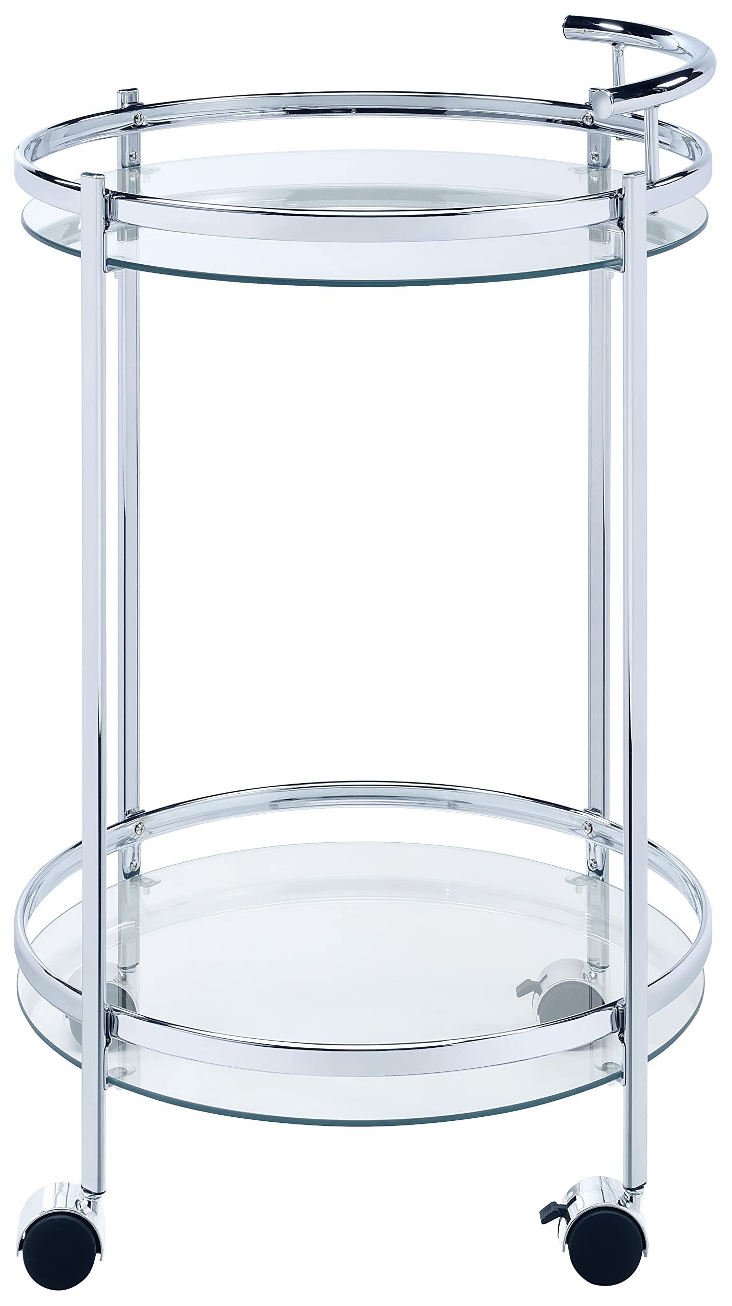 Coaster Home Furnishings Chrissy Round Glass Bar Cart Chrome