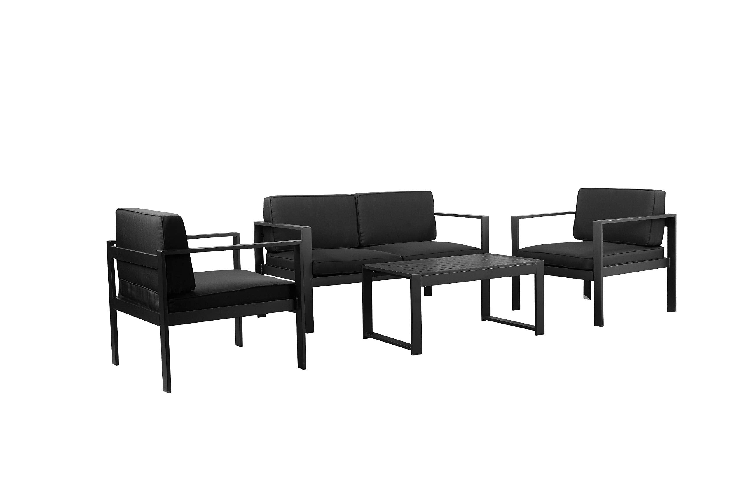 Pangea Home Karen 4 Blk Sofa Set, Black