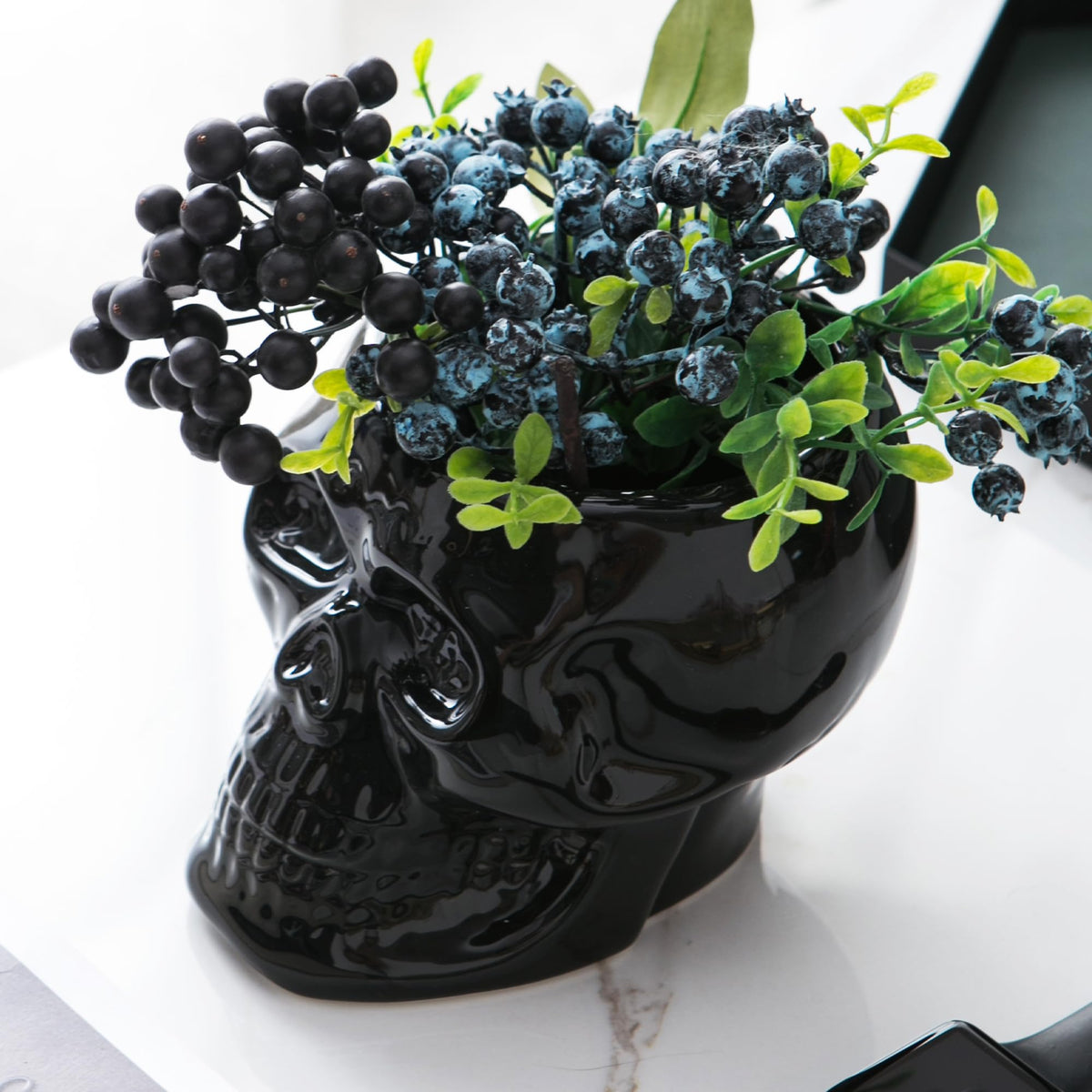 Tanvecle 2 Pcs Skull Planter Pots, Skeleton Vase/Bowl For Flowers, Succulent, Cactus And Candy, For Gothic Home Office Desk, Hal