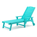 Lue Bona Outdoor Chaise Lounge, Hdps Material, 3-Year Warranty, Patio Lounge Chair With Adjustable Backrest, Resin Pool Lounge Chairs With Wheels For Outside, Poolside, Backyard, Garden, Aruba Blue