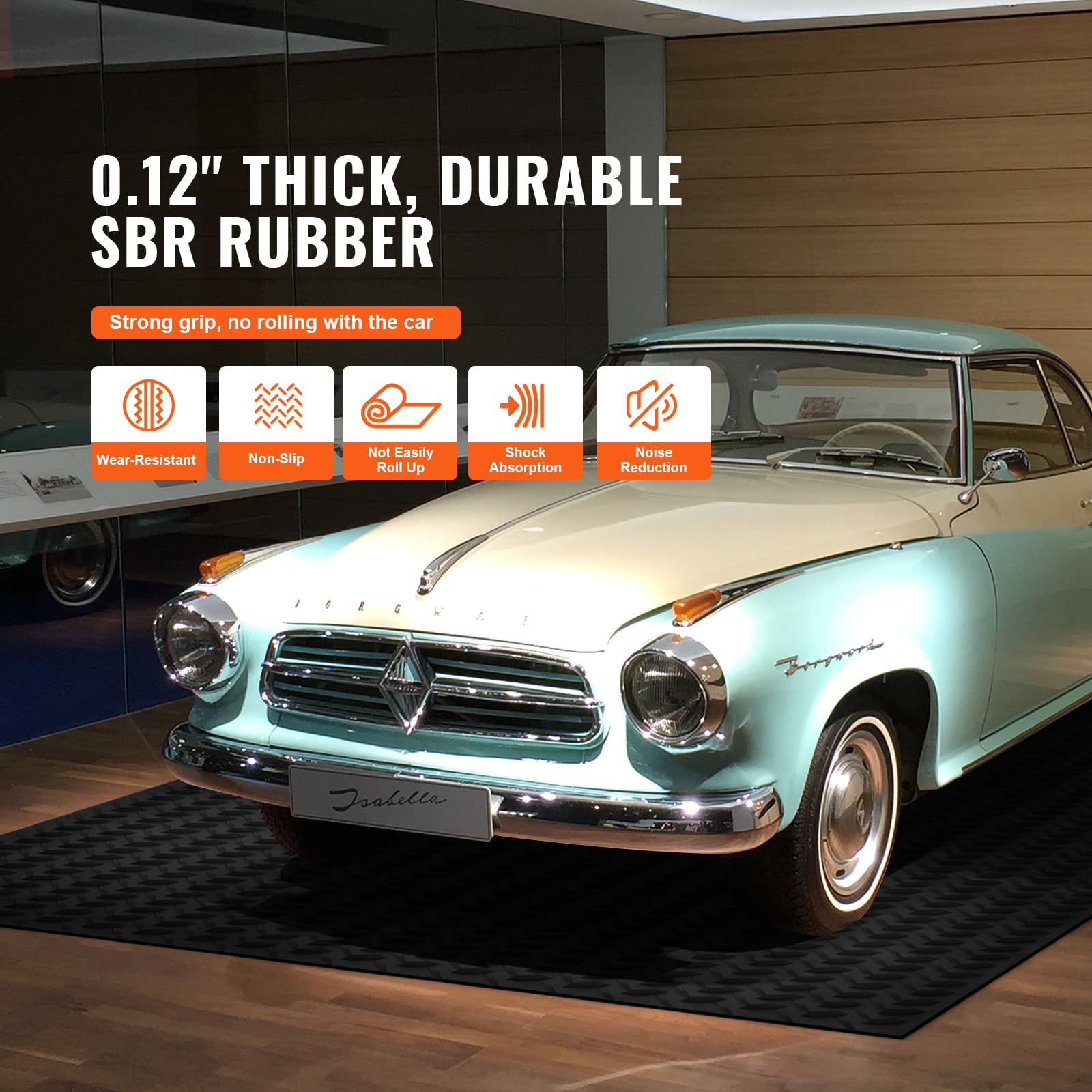 Vevor Diamond-Plate Rubber Flooring Roll, 3 Mm X 4 Ft X 6 Ft Garage Floor Mat, Sbr Rubber Garage Flooring Roll, Easy To Clean, D