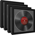 CreativePF [4pk-lp12.5x12.5bk-b] LP Vinyl Record Album Frame Display with Black Mat, LP Record Insert, Glass and Wall Hanger (4-