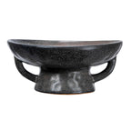 Creative Co-Op Stoneware Handle And Base, Black Reactive Glaze Bowl, 8'' L X 8'' W X 3.75'' H