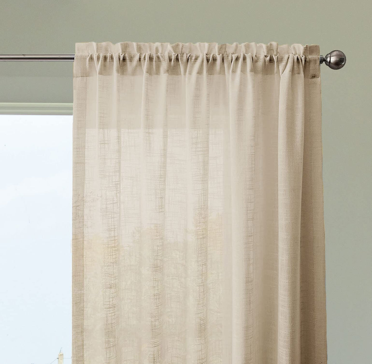 Homemonde Sheer Curtains Window 6 Feet Long Panels  Transparent Set Of 2 Curtain With Rod Pocket Top Living Room, Office Decora