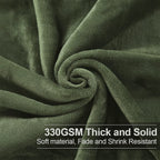Soft Queen Size Blanket Warm Fuzzy Microplush Lightweight Thermal Fleece Blankets For Couch Bed Sofa,90X90 Inch, Olive Green