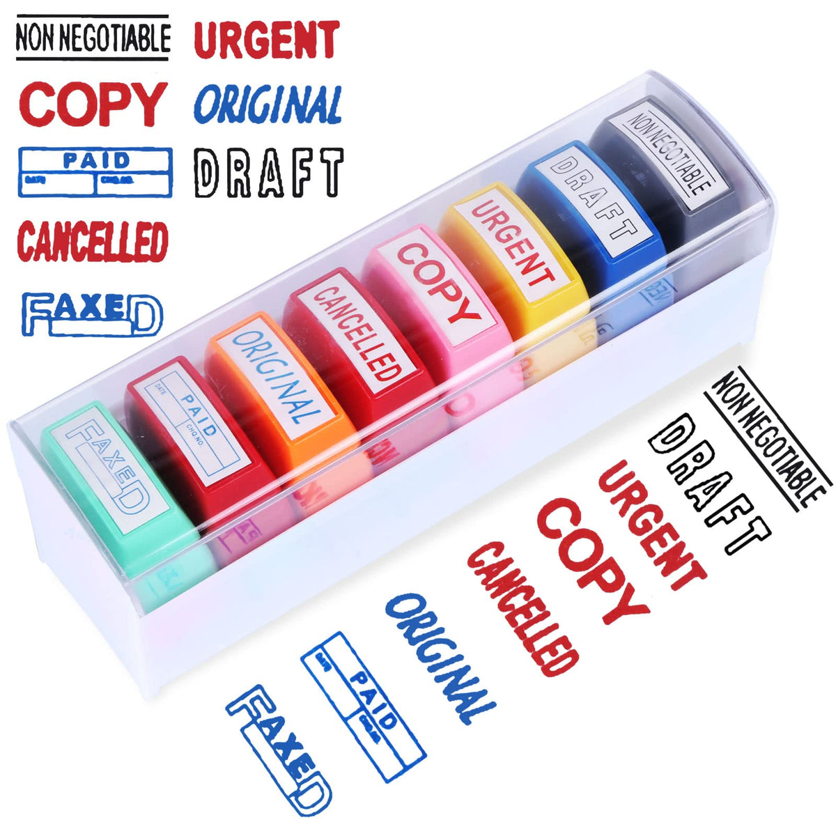 Swity Home Self Inking Office Stamp Set Teacher Stamp Pre-Inked Message Account Stamp Home Office Business Rubber Stamp Business