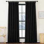 NICETOWN Black Out 120 inch Curtains for Living Room, Faux Linen Hook Belt/Rod Pocket/Back Tab Room Darkening Thermal Window Tre