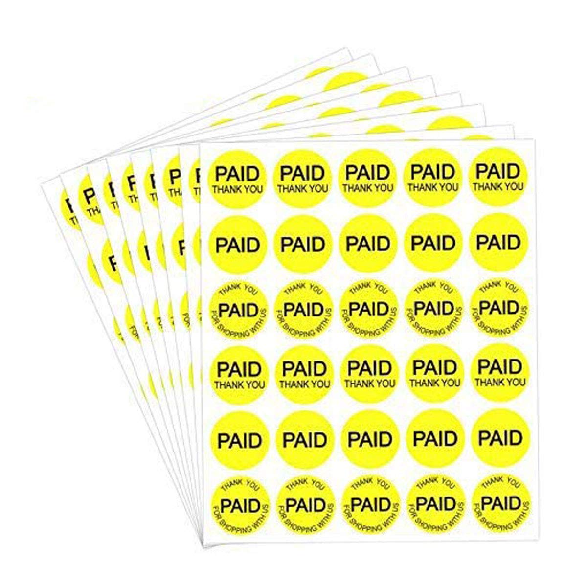 Paid Thank You Stickers-'Thank You For Shopping With Us' Paid Label 3/4' Round Retail Self Adhesive Price Point Labels