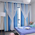 Yancorp Girls Curtains for Bedroom Princess Curtains for Daughter Room 72 Inches Long Star Curtains with Tieback & 3 Bowties(Blu