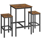 Vasagle Bar Table And Chairs Set, Square Bar Table With 2 Bar Stools, Dining Pub Bar Table Set For 2, Space Saving For Kitchen Breakfast, Living Room, Party Room, Rustic Brown And Ink Black