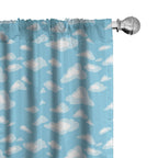 Ambesonne Blue and White Curtains, Cartoon Sky with Fluffy Clouds Clear Day Pattern, Window Treatments 2 Panel Set for Living Ro