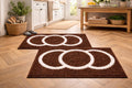 Brown and White Circle Pattern Door Mat, Set of 2, Floor Rug for Kitchen and Entryways