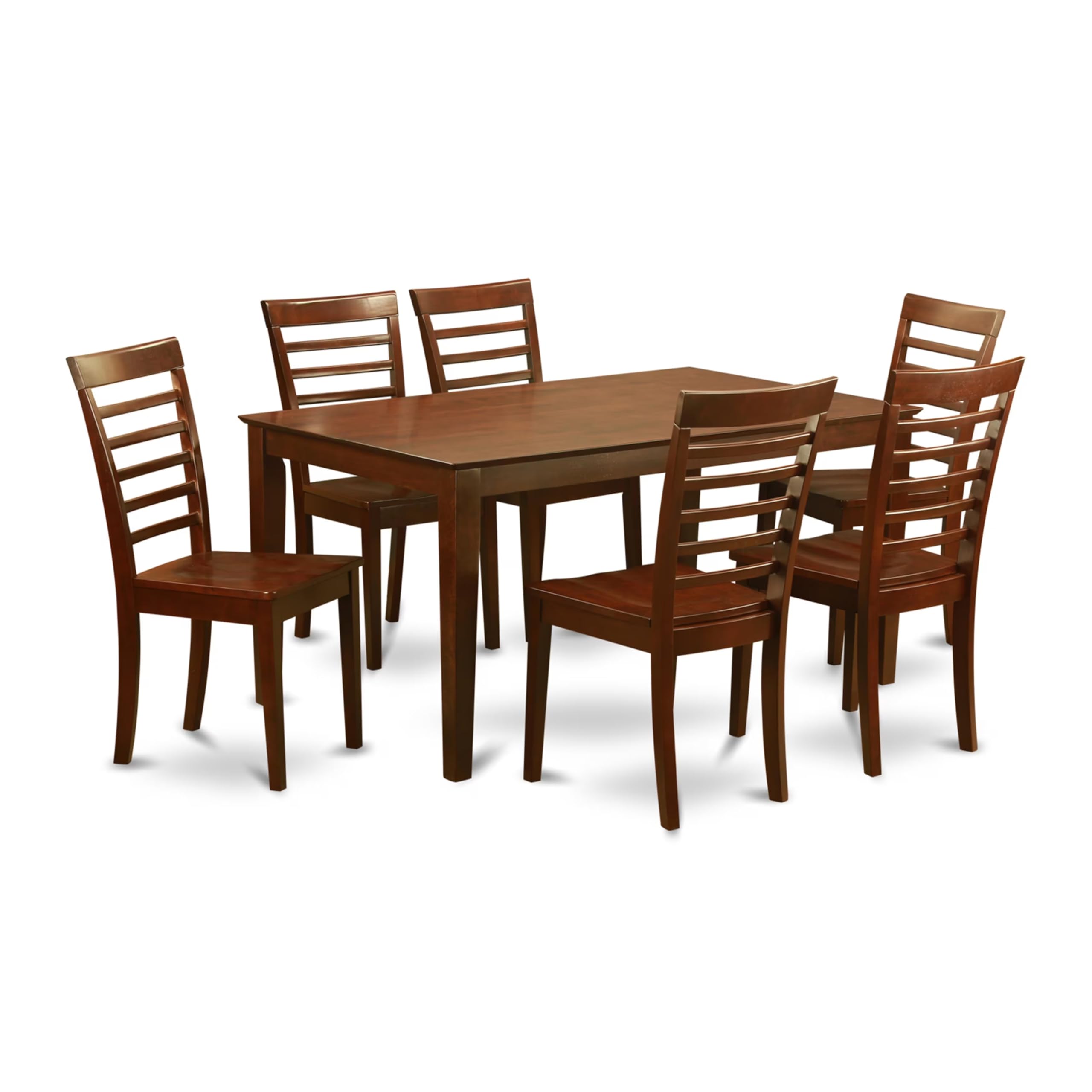 East West Furniture CAML7-MAH-W 7 Piece Dining Table Set Consist of a Rectangle Wooden Table and 6 Dining Room Chairs, 36x60 Inch, Mahogany
