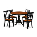 East West Furniture HLAN5-BCH-W 5 Piece Dining Table Set for 4 Includes a Round Kitchen Table with Pedestal and 4 Dining Room Chairs, 42x42 Inch, Black & Cherry