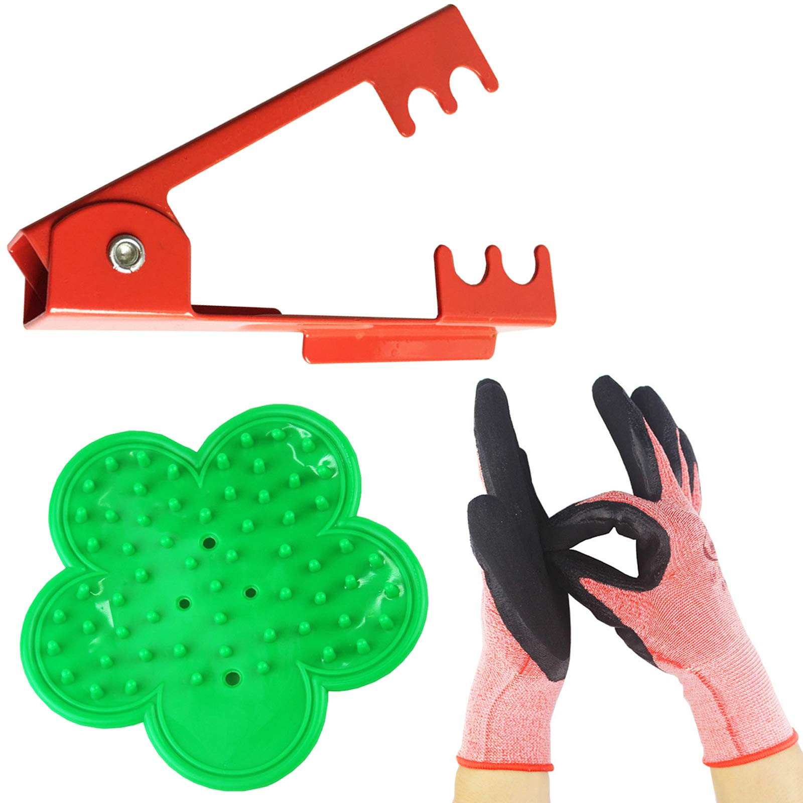 Tihood 3Pcs Professional Rose Leaf Thorn Stripper Kit Stripping Tool Thorn Remover For Roses & Garden Glove (2 Kinds Of Rose Lea