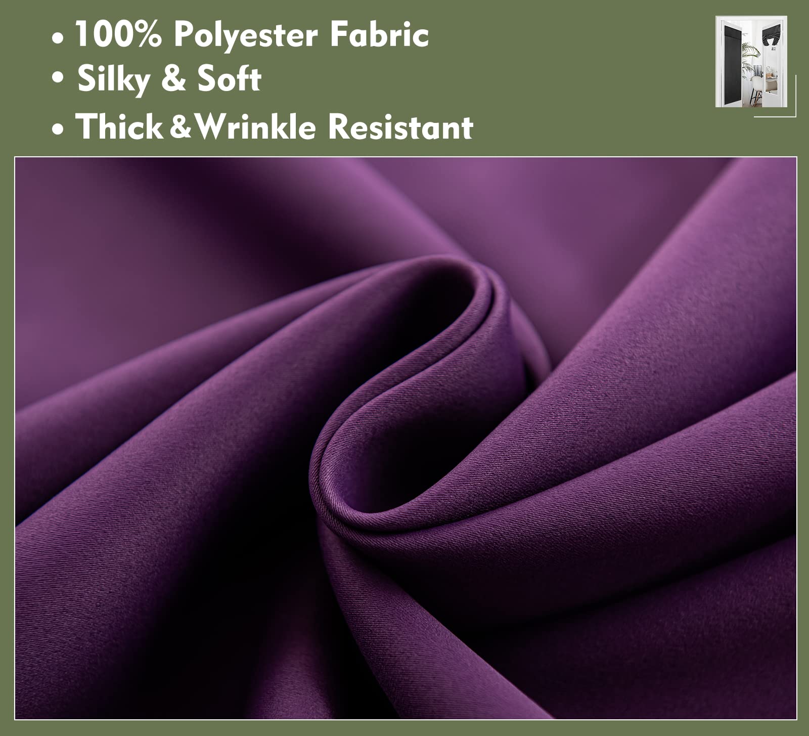 Pi Side Door Curtain 2 Panels,Thermal Insulated Privacy Tie Up Blackout Small Window Covering For Front Door 40 Inches Long (W12Xl40-2Pc,Royal Purple)