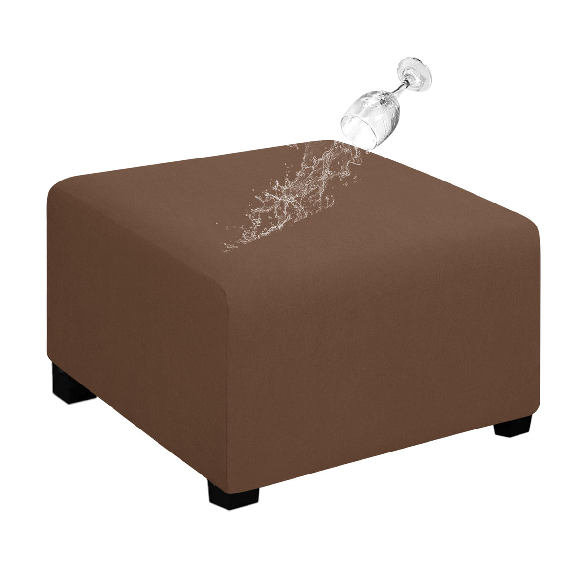 Easy-Going 100% Dual Waterproof Stretch Ottoman Cover 30X30X15Inch Square Folding Storage Stool Furniture Protector Soft Slipcov